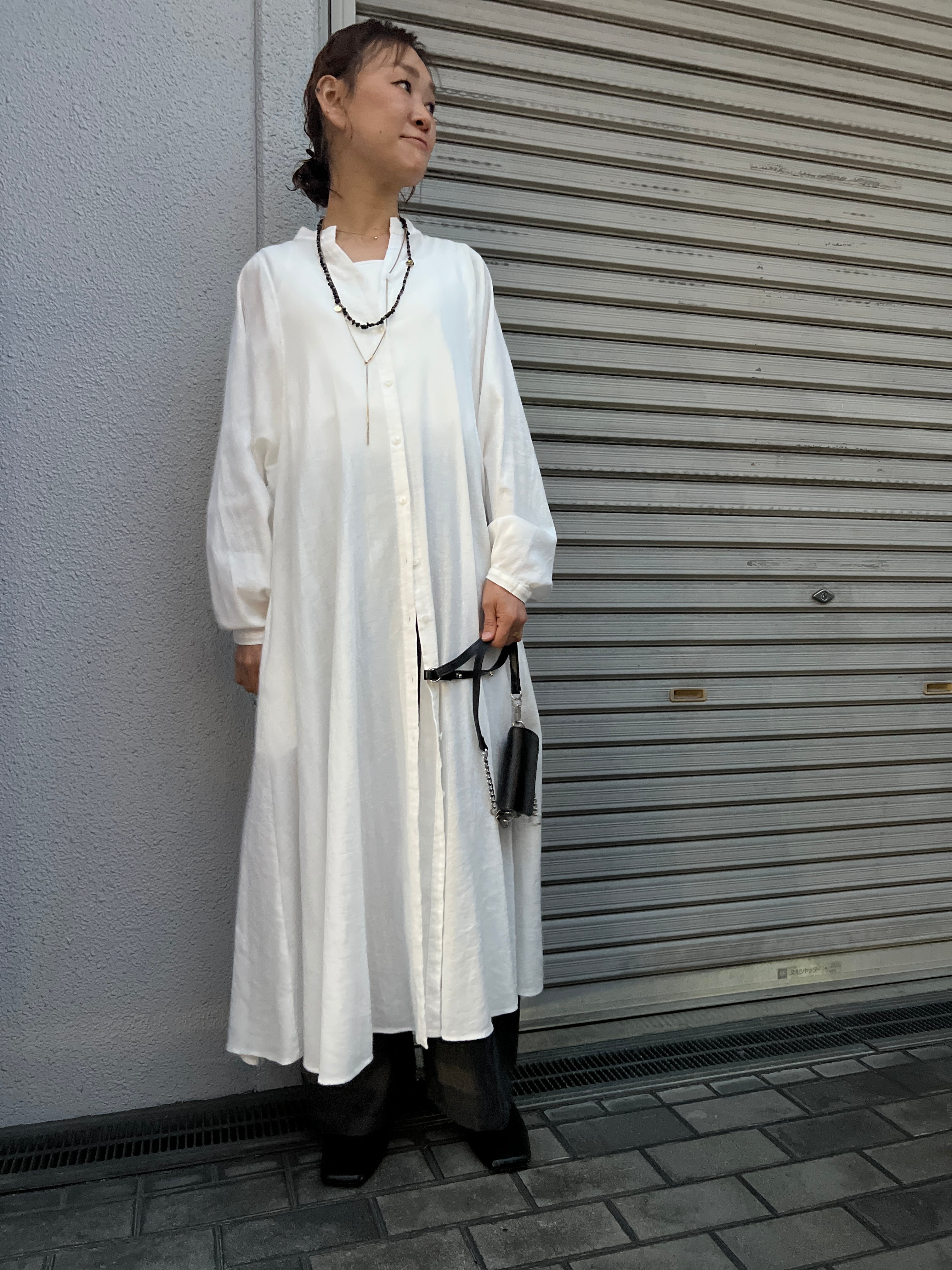 【PASSIONE】高島ちぢみ長袖ワンピース 616101