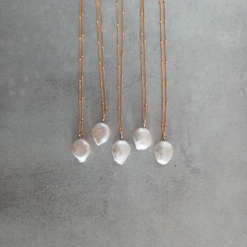 送料無料 14kgf*Coin tail Pearls necklace