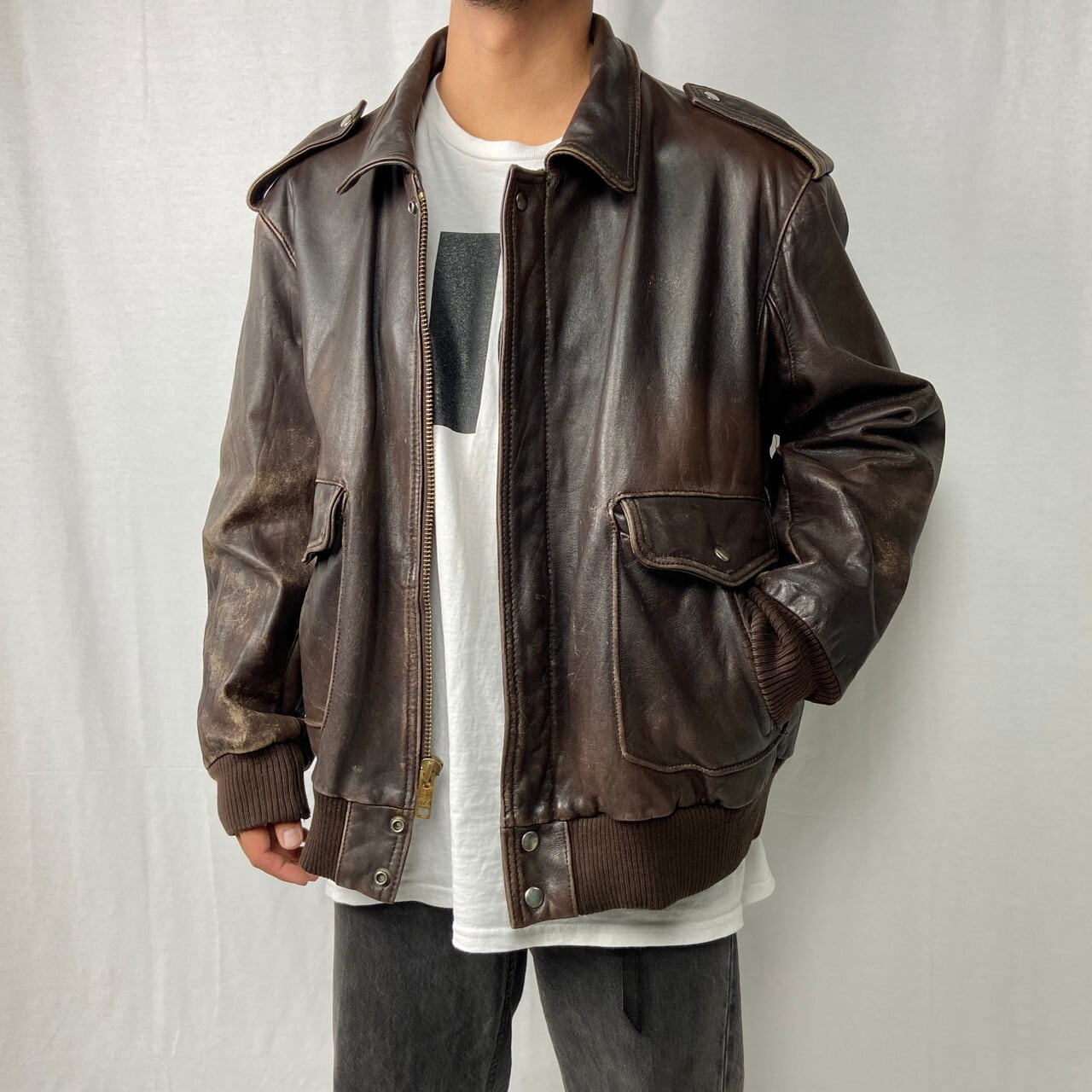 90年代 G-1 タイプ フライトジャケット レザージャケット メンズ2XL  