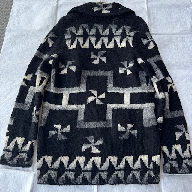 Ralph Lauren ラルフローレン ハンドニットカーディガン 80s〜90s 風車柄 ネイティブ柄 ブラック ヴィンテージ古着 M〜L 画像2