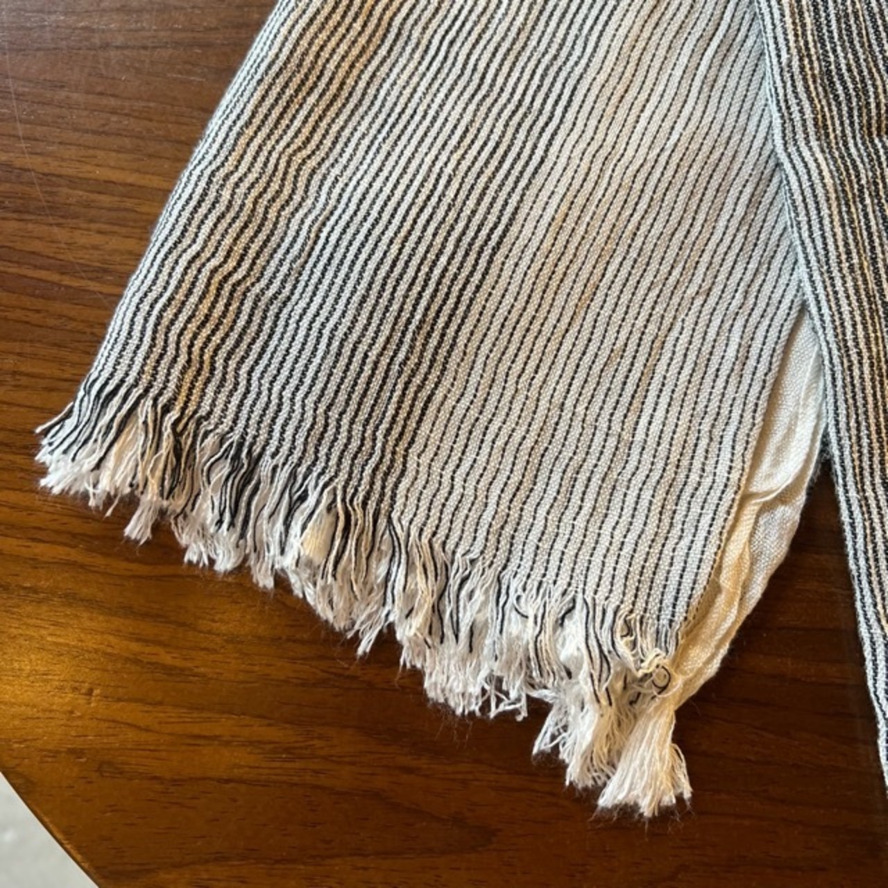 TOPANGA Accessory　Cotton & Linen Scarf コットン＆リネンスカーフ　グラデーションストライプ　ホワイト　scarf　スカーフ　