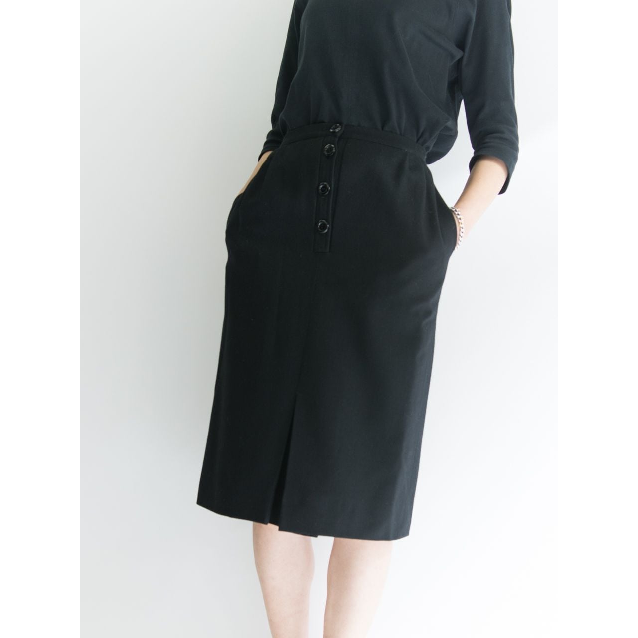 【Valentino garavani】Made in Italy high waist slitting skirt （ヴァレンティノ イタリア製 ハイウエスト スリットスカート) 1d