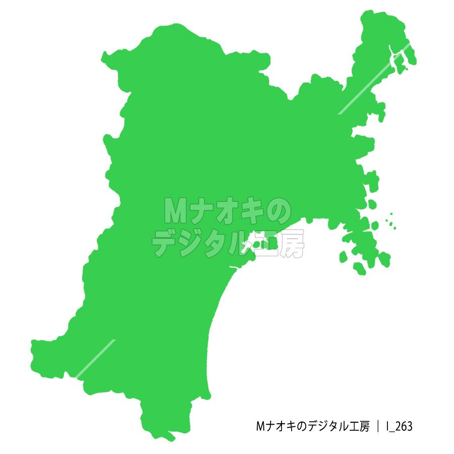 少しゆるい宮城県地図 フチなし 【I_263】 A slightly loose map of Miyagi Prefecture without borders