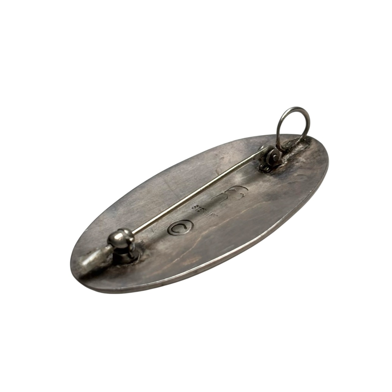 Hopi Beauford Dawahoya overlay silver pendant pin