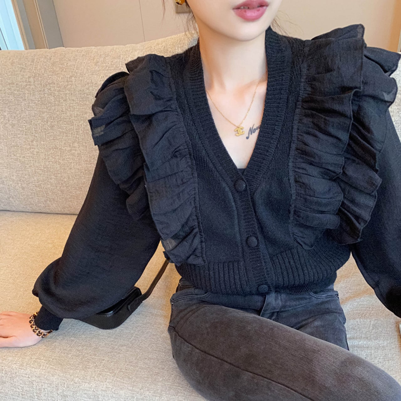 Mサイズ Ennoy Button Cardigan Black カーディガンタグと袋は捨ててしまいました