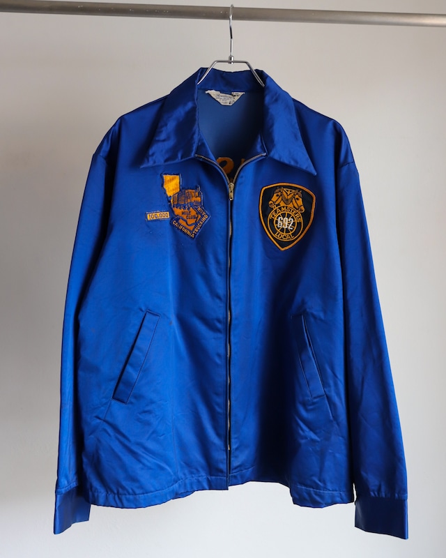 【極美品】50s special vintage jacket satin fabric blouson made in USA  mint condition "MILE CLUB"/  50年代 ヴィンテージ アメリカ製 サテン ジャケット ブルゾン サイズXL USA製 ブルー ビッグサイズ ミントコンディション