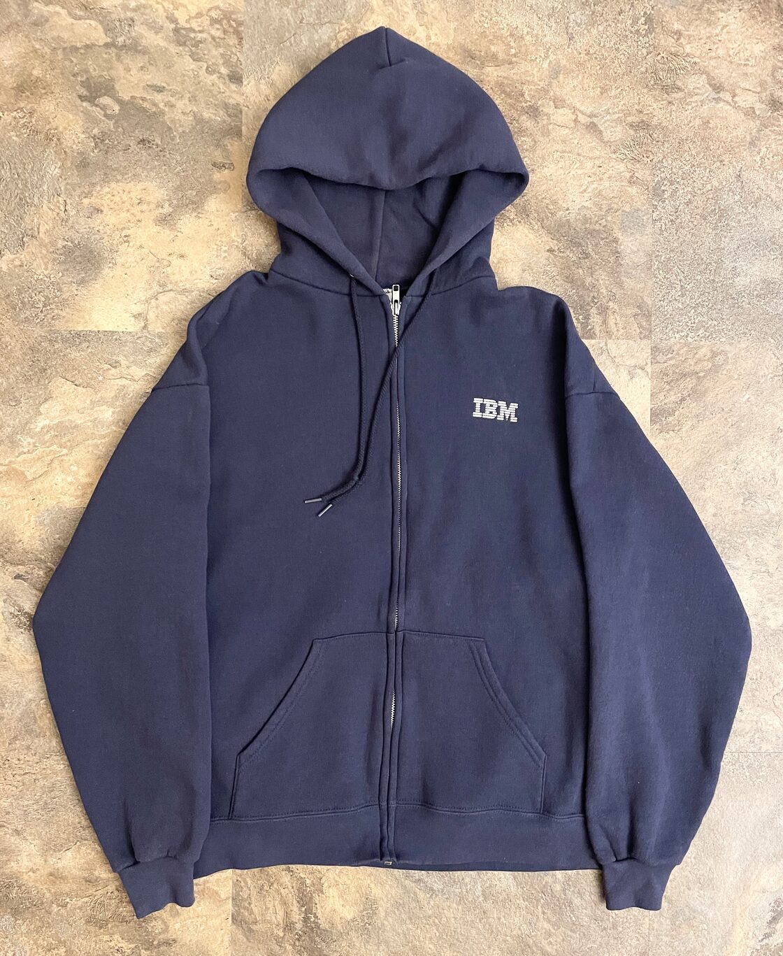 90s IBM×Lee 企業プリント ジップアップ パーカー ネイビー Lサイズ 