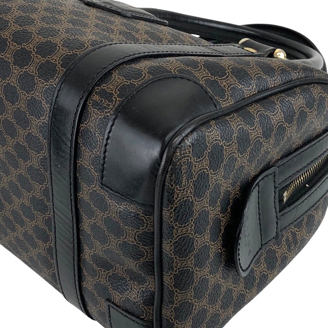 CELINE セリーヌ マカダム ハンドバッグ ブラック ブラゾン型押し PVCレザー 2way ミニボストン vintage ヴィンテージ オールド 5uamii