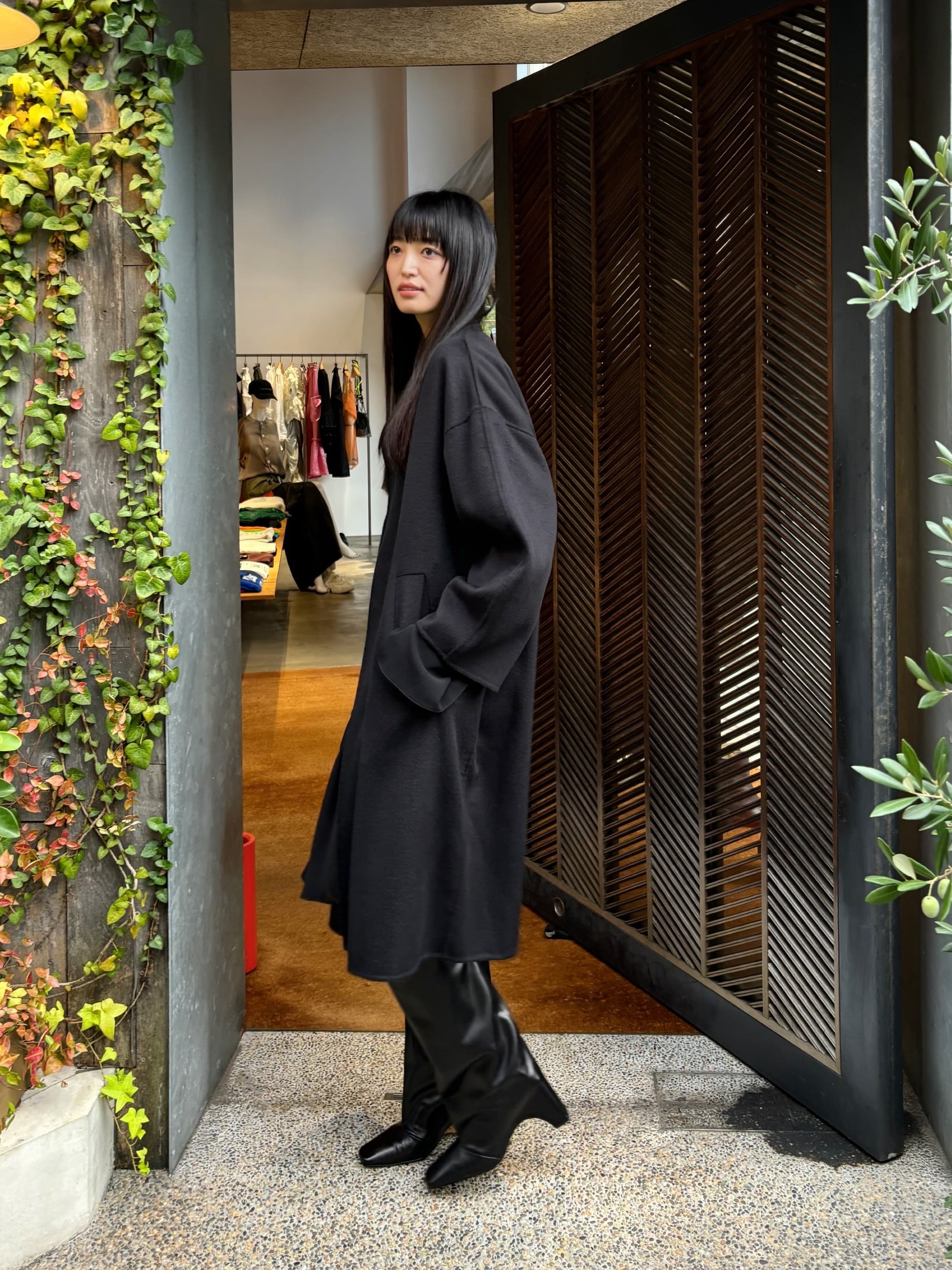 ENFOLD エンフォルド ノーカラー ジャケット 38 ネイビー（24AW  