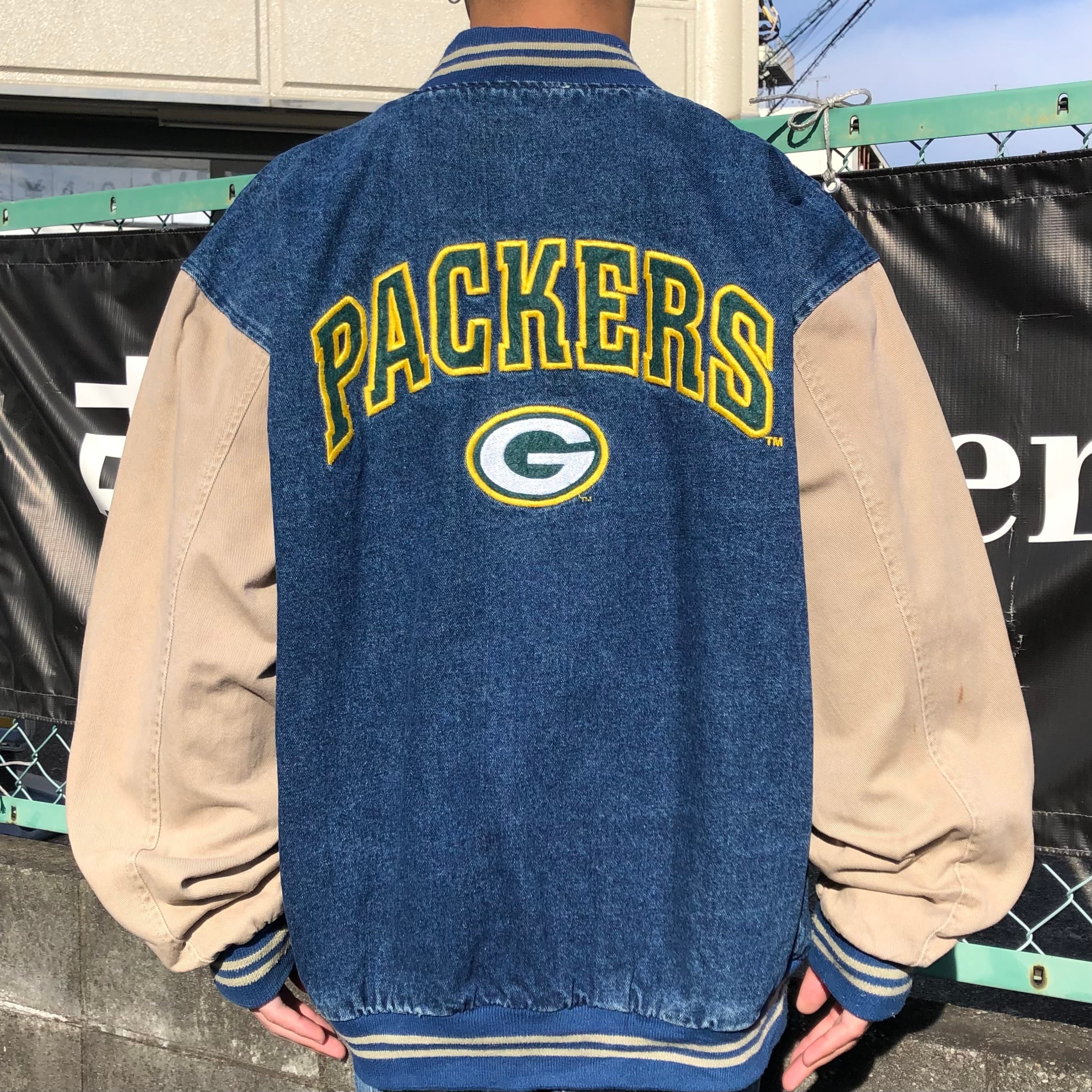 90s LEE greenbay packers デニム スタジャン NFL - スカジャン