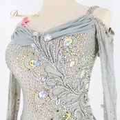 社交ダンス 衣装 スタンダード ドレス ワンピース スタンダードドレス グレー 日本製 灰色 上品 高級感 デモ 競技 ダンス パーティ 発表会 灰色 グレイ系 ピンク系 おしゃれ シンプル エレガント スカート 女性用 フォーマル パフォーマンス用 競技用 社交ダンス衣装