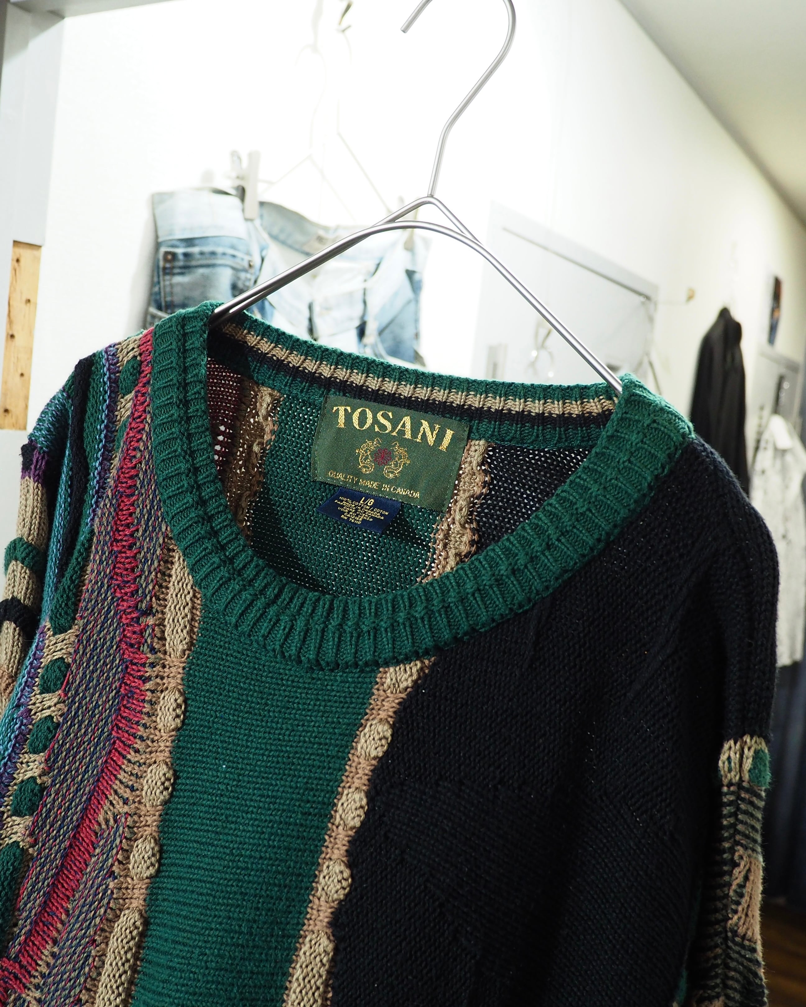 1990s " TOSANI ‐ Pure Cotton " Bewitching Color Vintage Loose 3D Knit