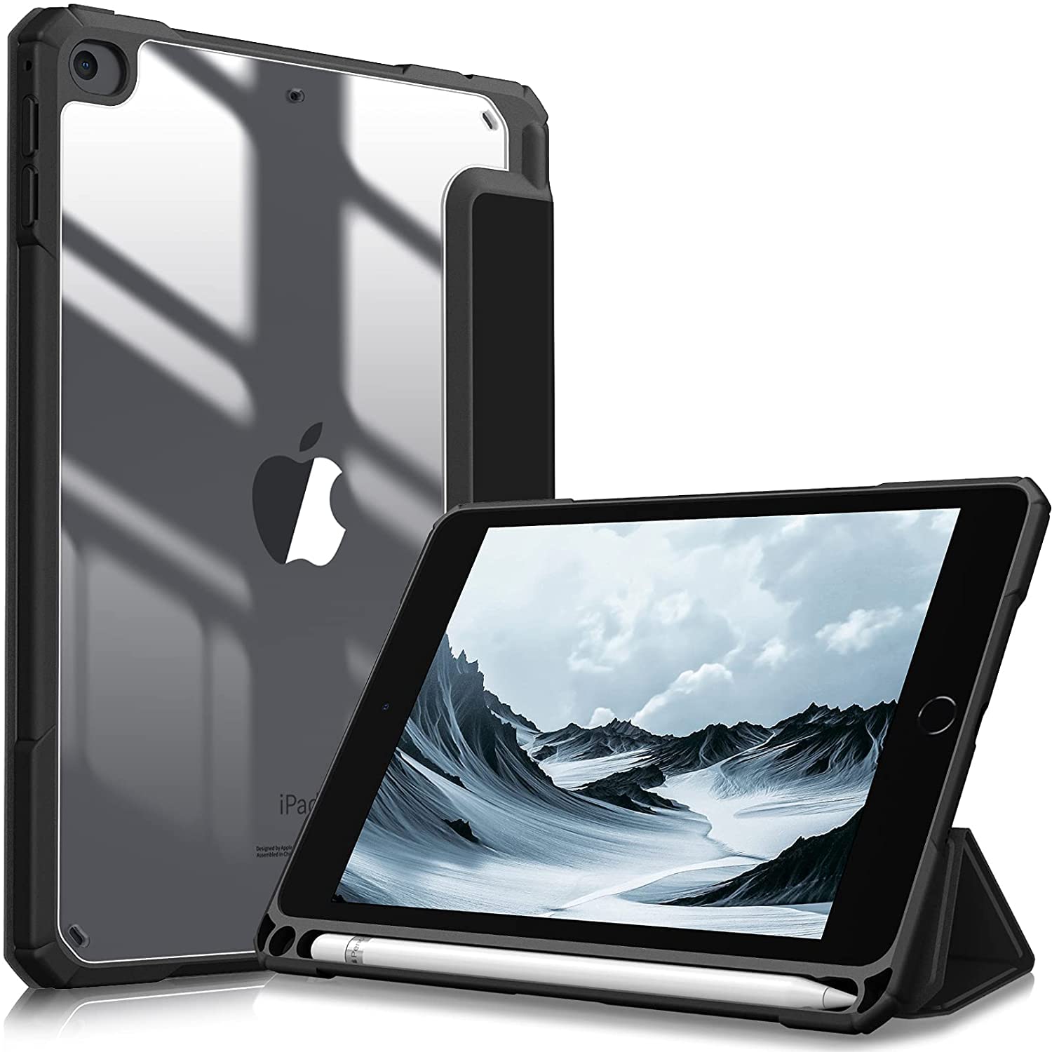 【新着特価】Fintie iPad Mini 5 2019 / iPad Mini 4 ケース 7.9インチ 第5世代 透明バックカバー Apple Pencil 収納可能 三つ折スタンド スリープ機能 軽量 薄型 傷つけ防止 PU合成レザー TPU (モデル番号A2133、A2124、A2126、A2125)(1ブラック)