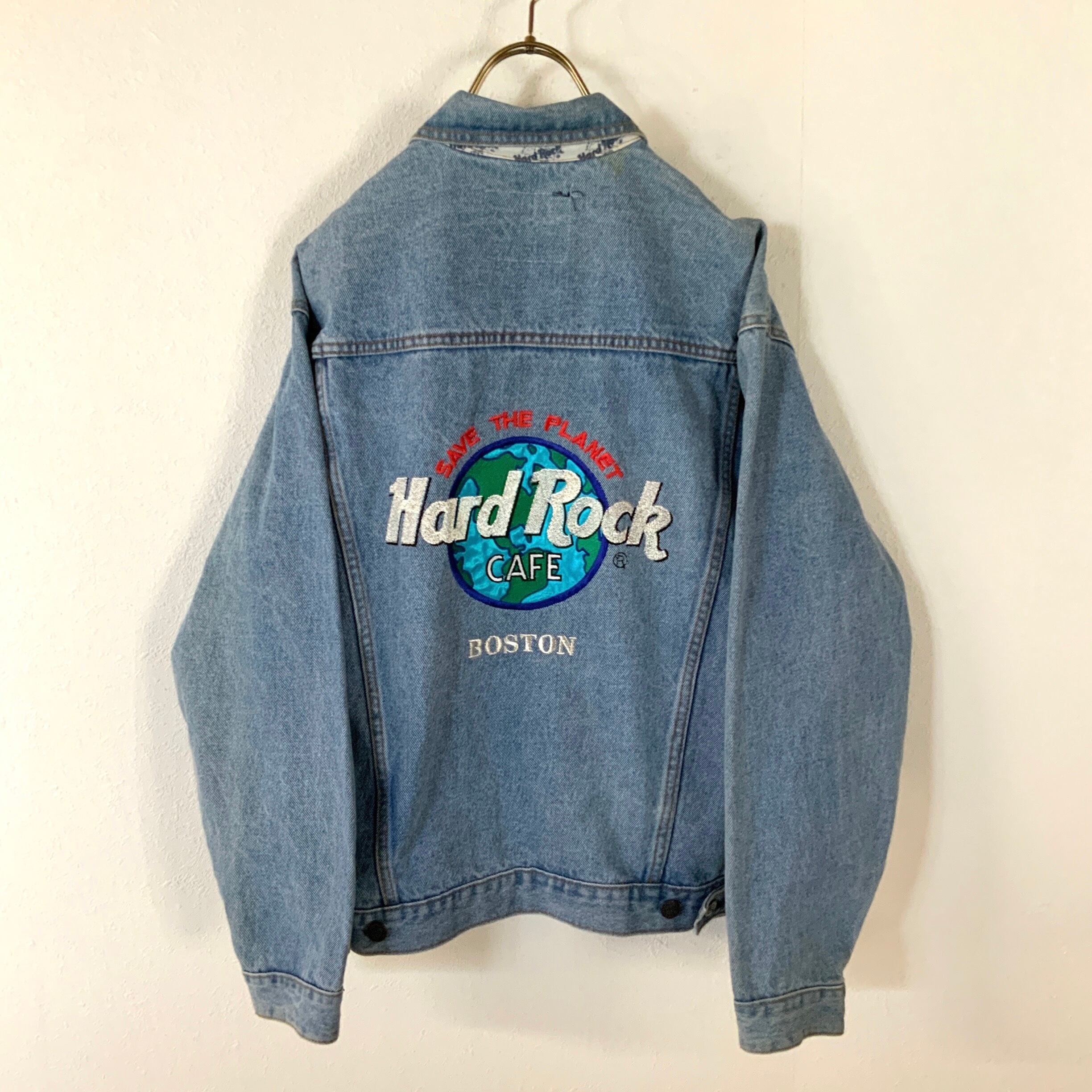 希少 90's Hard Rock CAFE ハードロックカフェ ビッグ刺繍 デニム