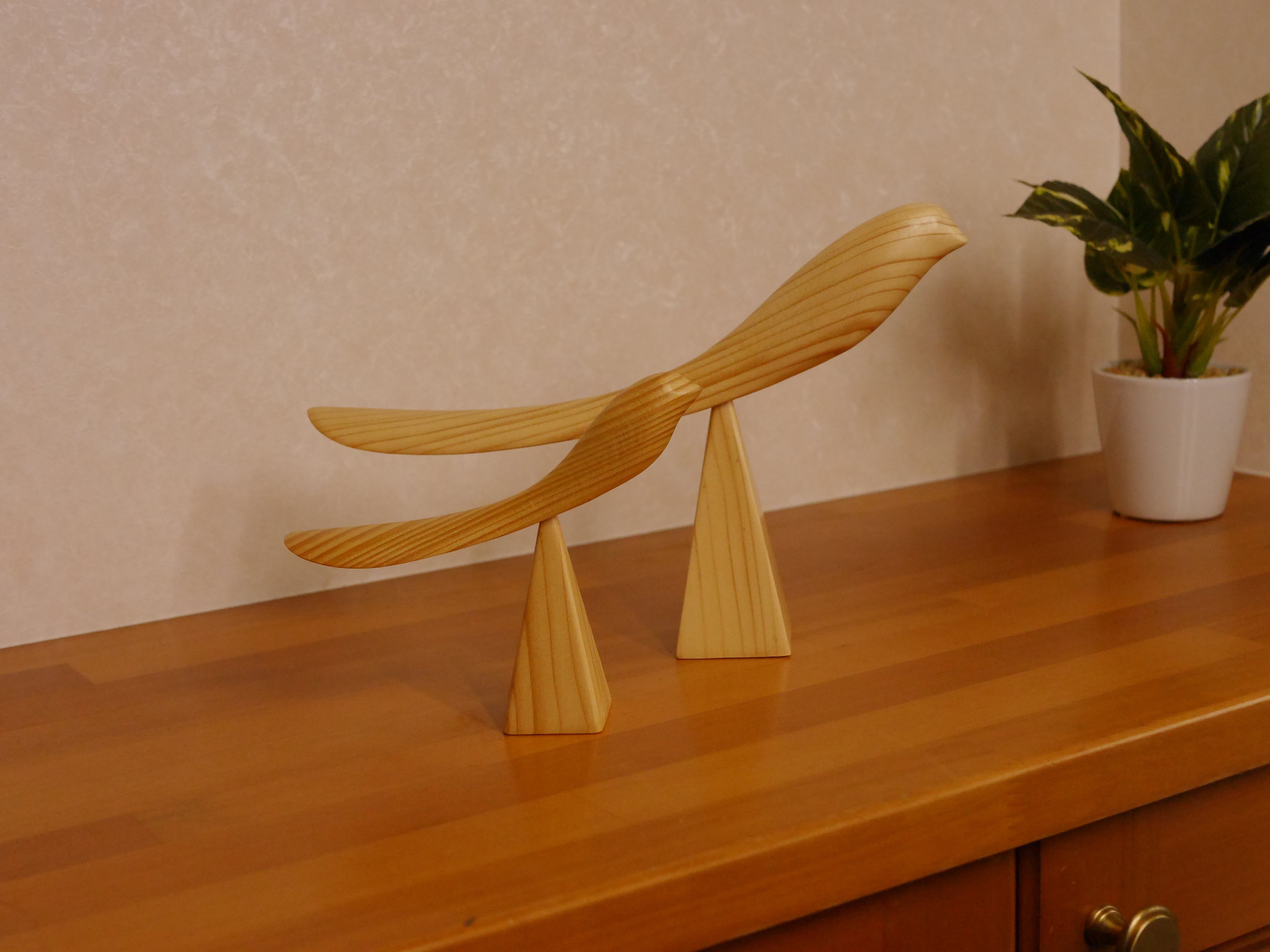 親鳥小鳥の靴べらセット 天然木製 柘植（ツゲ） インテリア 飾って