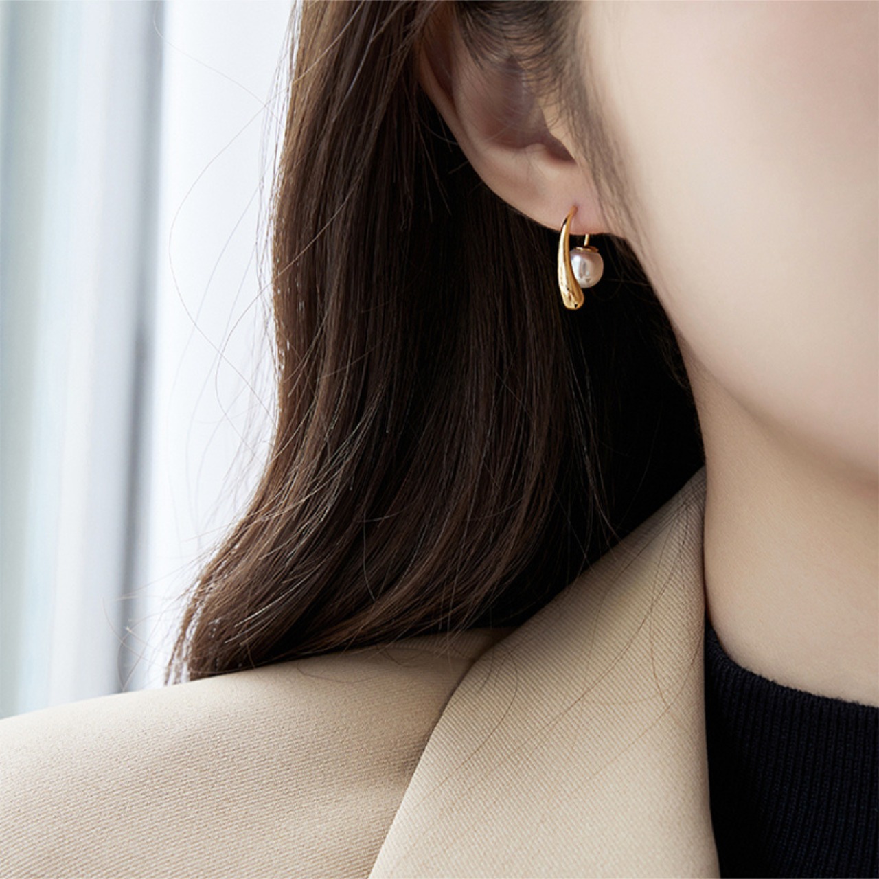 パール 2way フック ピアス 10184