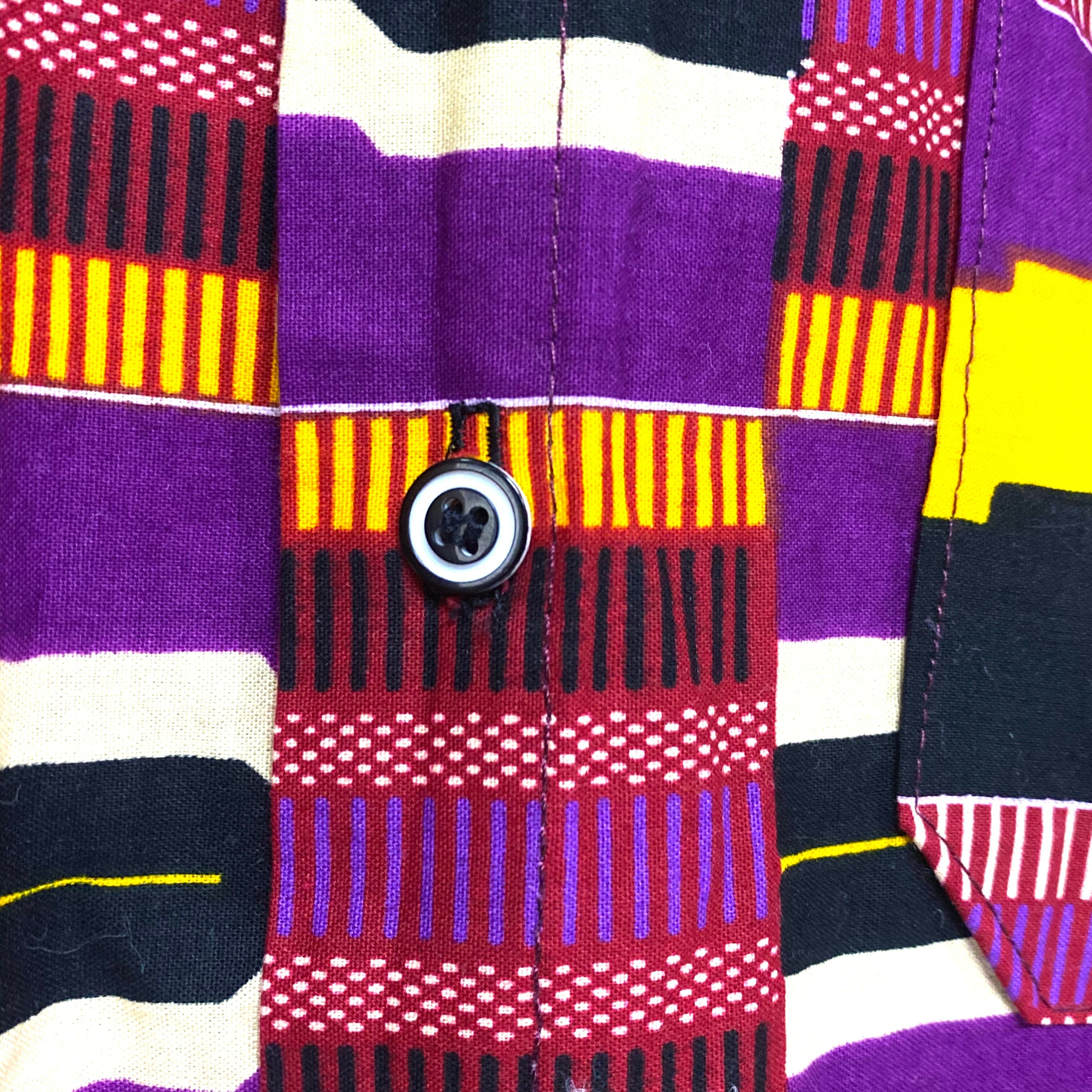 USED USA古着 総柄シャツ アフリカンバティック 紫 vintage