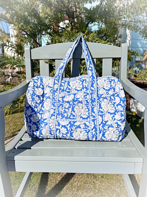 《Botanical Boston Bags ②》Blue × White
