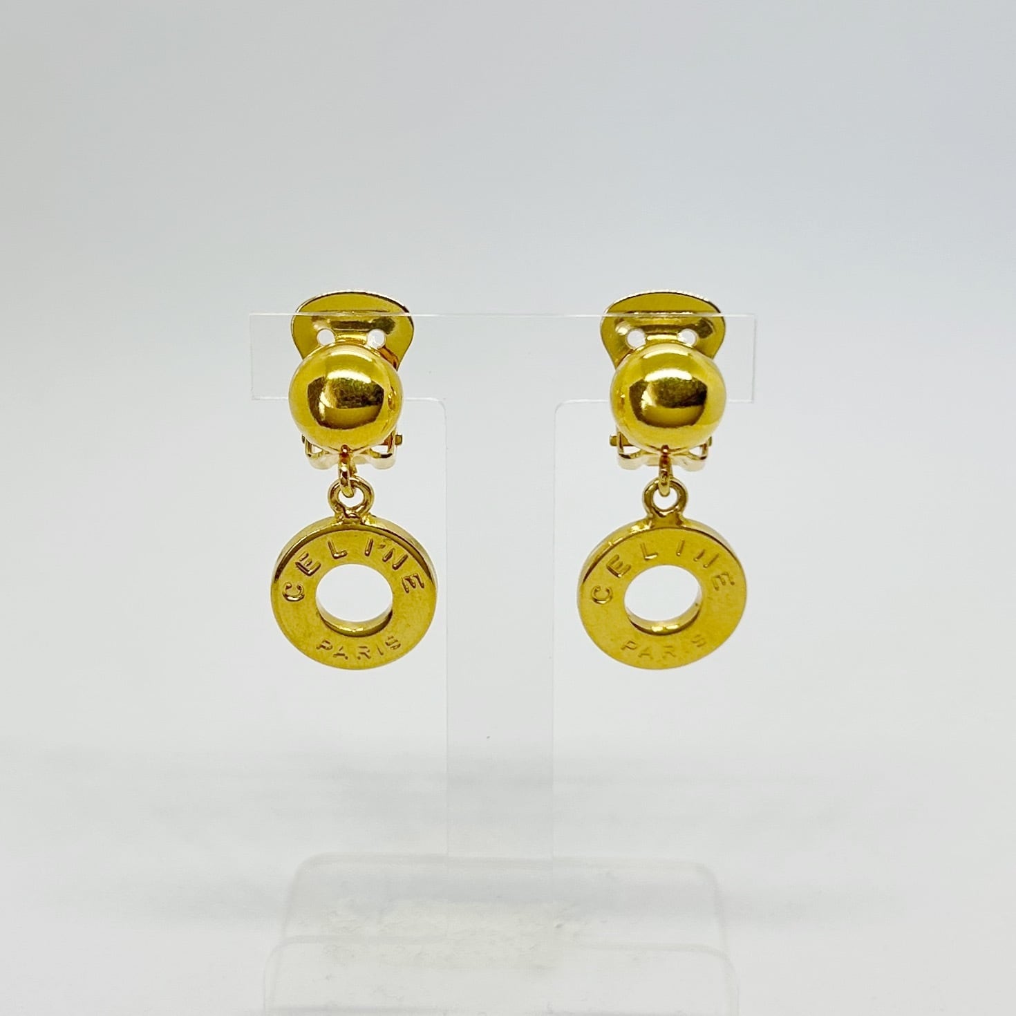 CE7103】CELINE swing circle logo earrings/セリーヌ/イヤリング