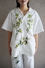 lace open collar shirt leaf