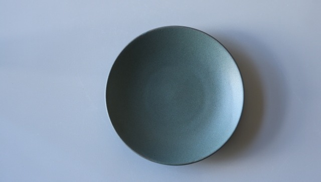 丸皿　7寸　ブルーグレー