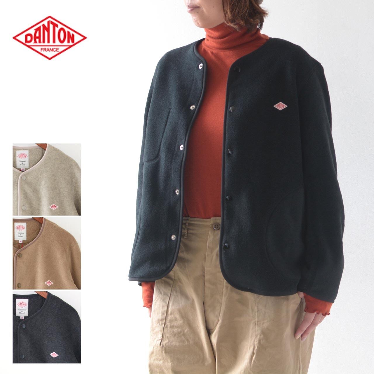 DANTON [ダントン] W's FLEECE NOCOLLAR JACKET [JD-8911] フリー