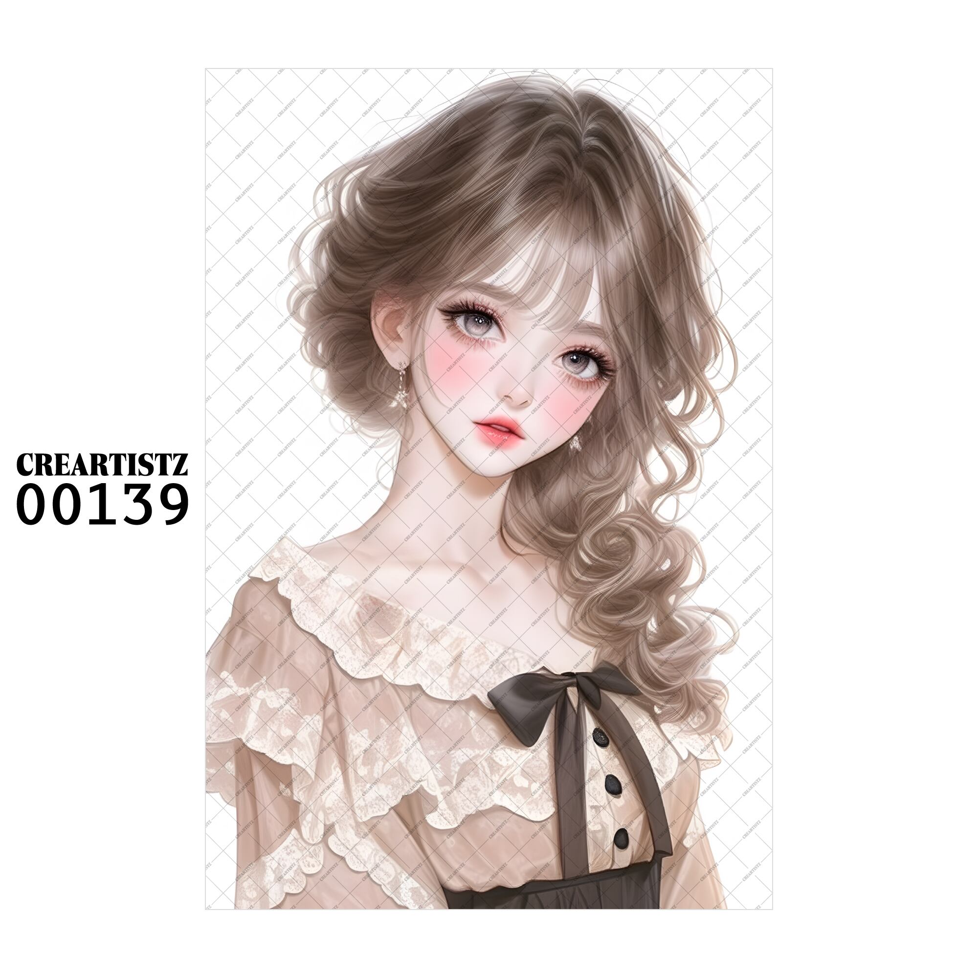 00139 ガール キュート オリジナル ペーパー/ステッカー 4枚セット CREARTISTZ