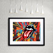 ROLLING STONES｜ロックを象徴するベロマークを大胆に描くアブストラクトアートポスター｜音楽好きの部屋を彩る1枚A4ポスター