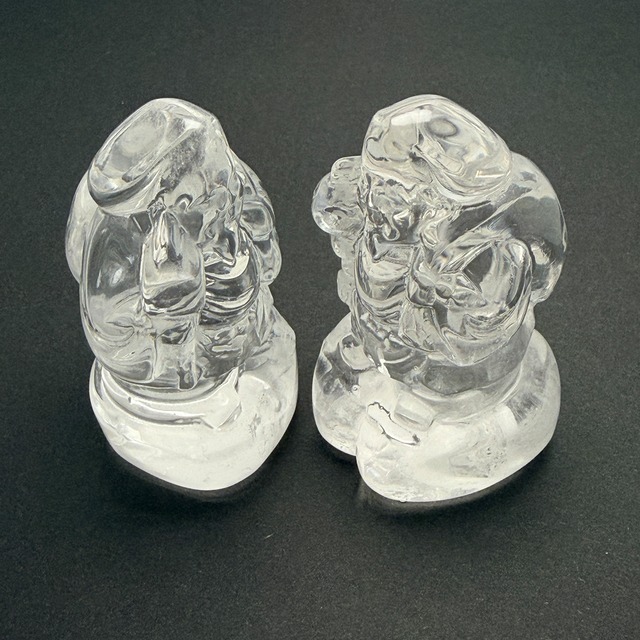 【福徳と繁栄を願う】水晶 大黒様 彫刻置き物 約34×34×60mm 1点もの【O8003】