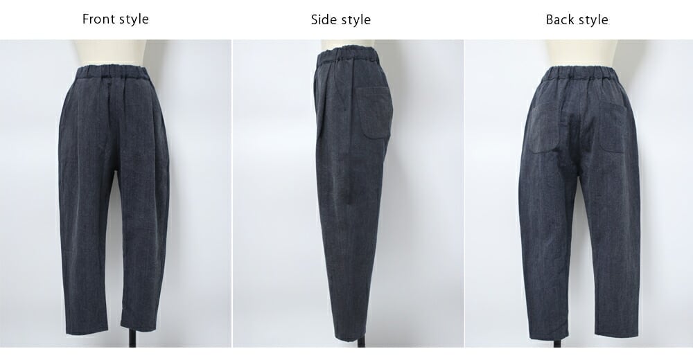 yohaku（余白） 備後節織 テーパードパンツ 濃紺×墨【 日本製 40