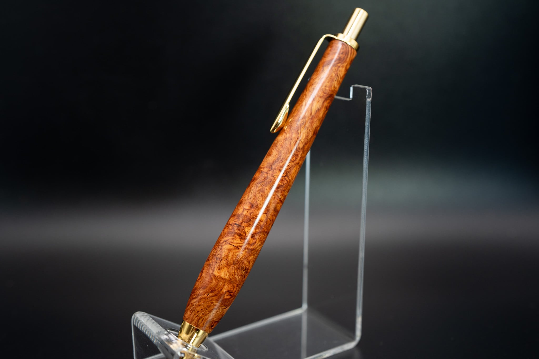 朱色の銘木】 本花梨瘤杢 特上 gold MP | 木軸ペン工房 金杢犀