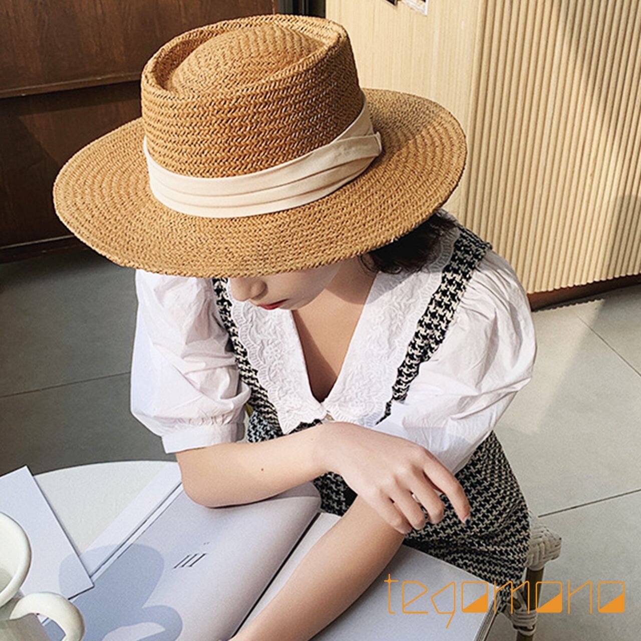 カンカン帽 つば広ハット 麦わら帽子 5colors 大人シンプル ファッション雑貨 Tegomono カンカン帽 つば広ハット 麦わら帽子 5colors 大人シンプル ファッション雑貨 Tegomono