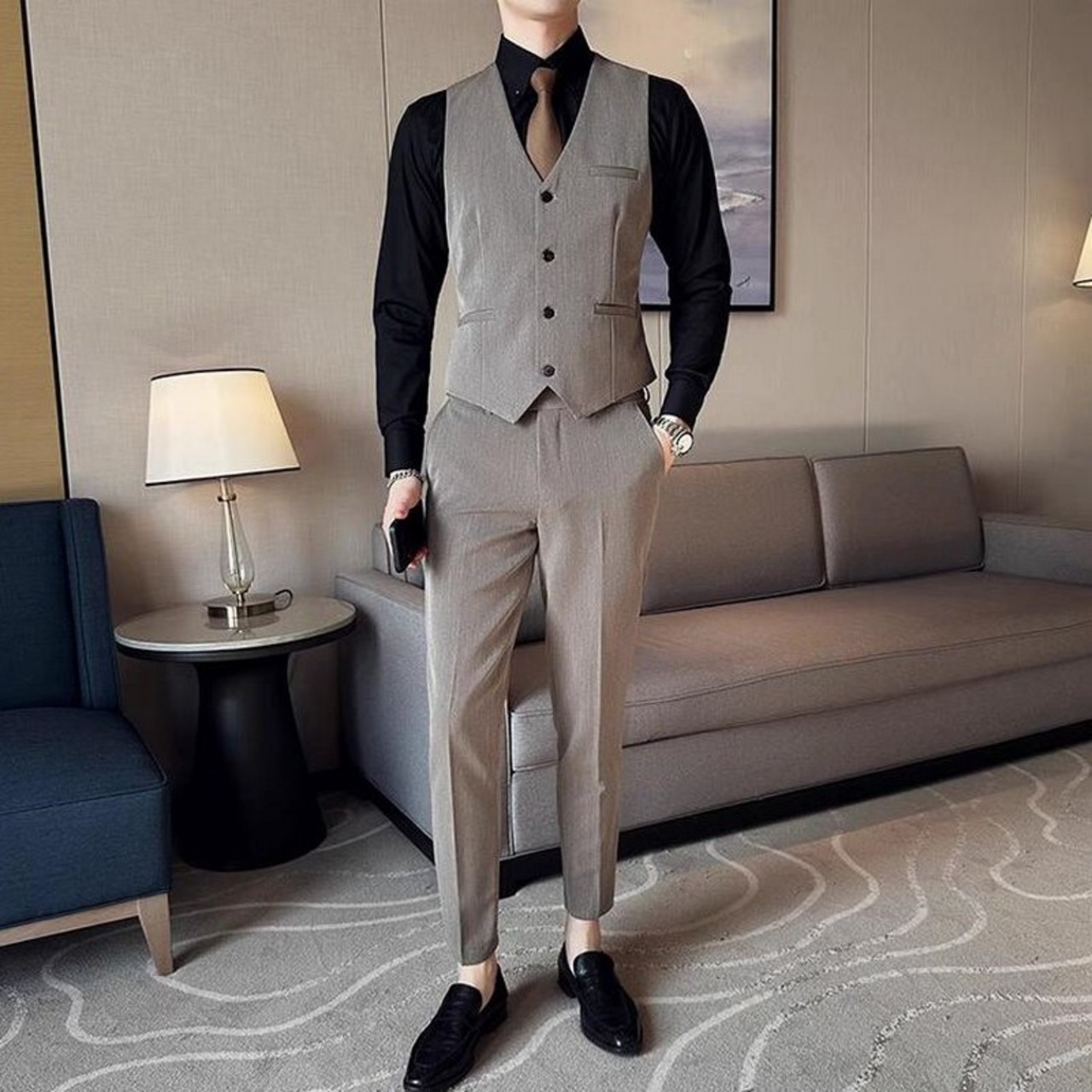 jacket + vest + 3piece british fashion suits 00235