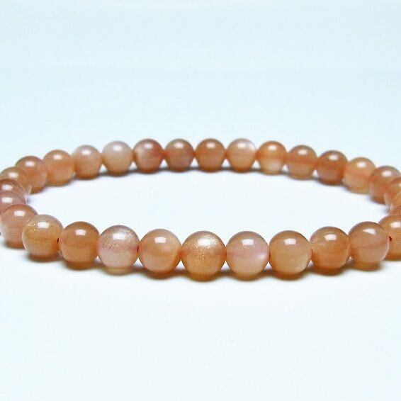 オレンジムーンストーン ブレスレット 6mm 一点物 メール便可 [M便 1/10] 111-48567