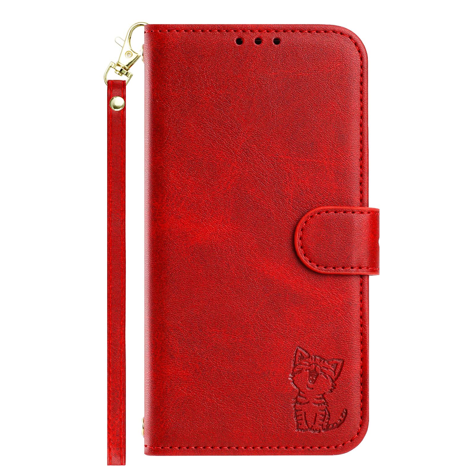 SENNWAK 適合するiPhone 17e /16eケース 手帳型 適合するアイフォン17eケース いPhone16eケース 手帳型 case ネコちゃん ストラップ付き スタンド機能 赤