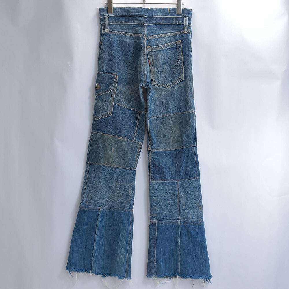 Remake ツギハギ パッチワーク デザイン フレアカット ジーンズ デニム