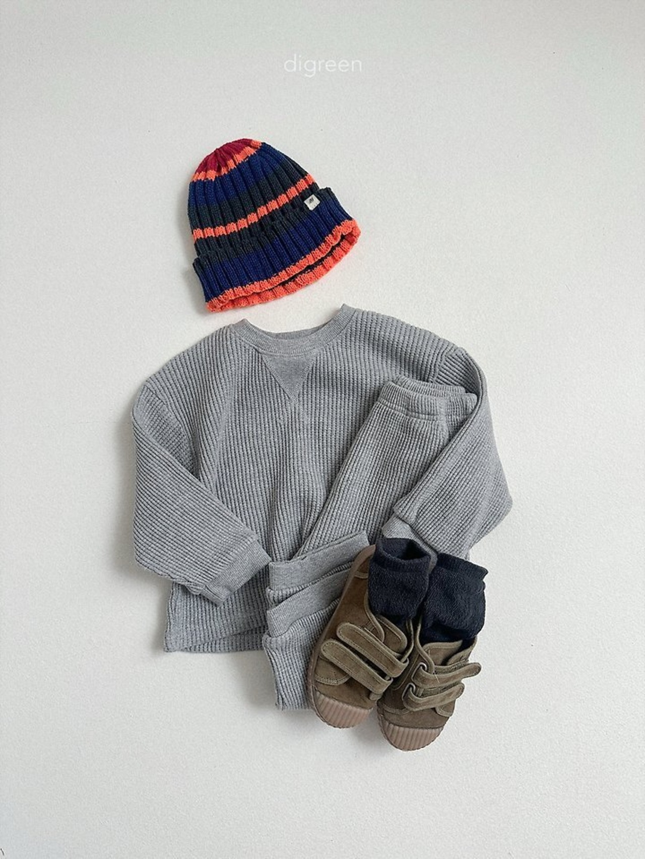 韓国子供服 / Digreen / 26Autumn / flat waffle mtm / ワッフルトレーナー *S~XXL*