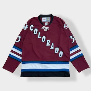 【CCM】カナダ製 NHL コロラドアバランチ オフィシャル アイスホッケー ゲームシャツ COLORAD AVALANCHE VINTAGE HOCKEY メッシュ 刺繍 ナンバリング 33 バックネーム ビッグシルエット Officiel US古着