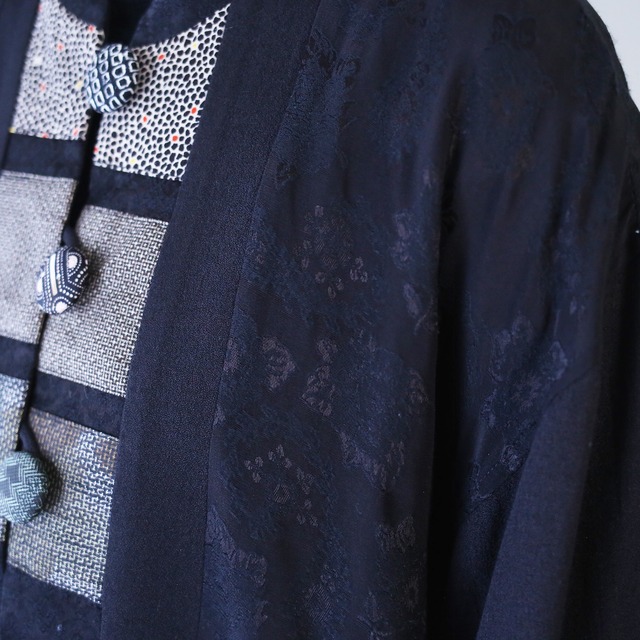 flower and paisley gloss pattern square patchwork design 3b loose silhouette shirt