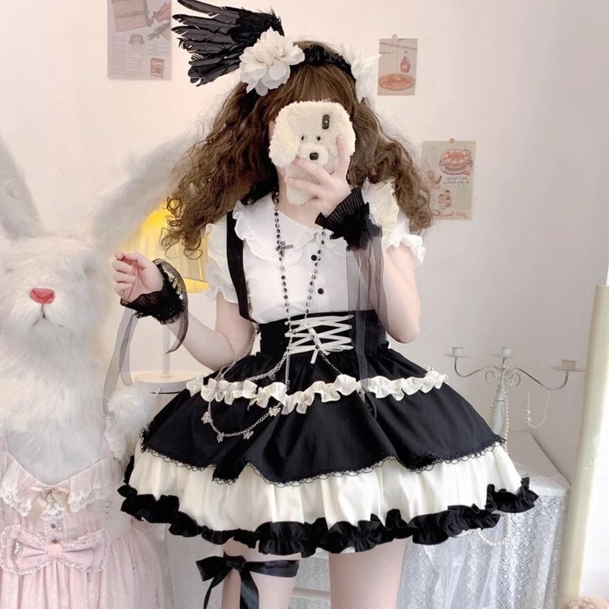 【栀】LO1137 lolita オリジナル 洋服ロリータ スカート 上下セット 栀】LO1137 lolita オリジナル 洋服ロリータ スカート 上下