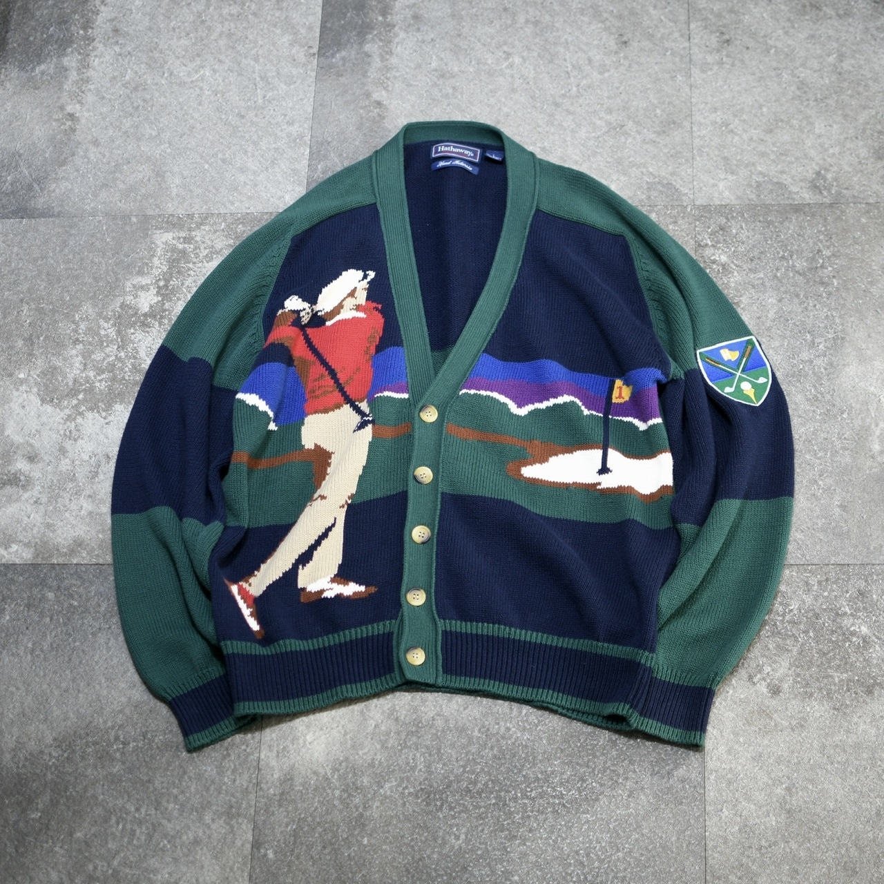 Hathaway golf design hand cardigan