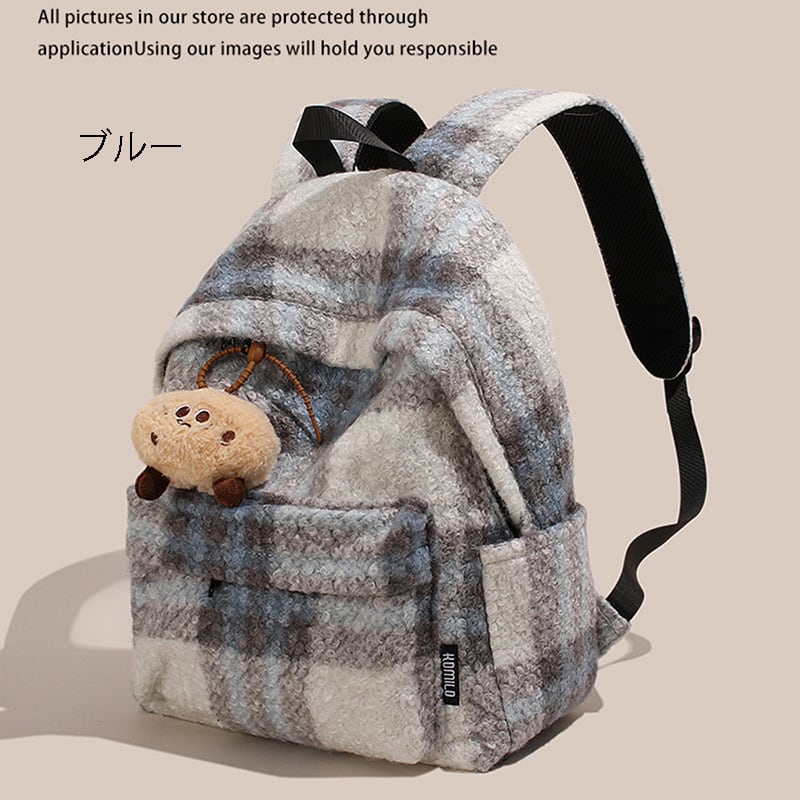 ♥もふもふチェック柄リュック！【YONAIGAシリーズ】☆バッグ☆ 2