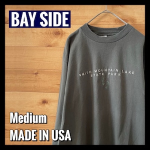 【BAY SIDE】USA製 長袖 Tシャツ ロンT M 刺繍ロゴ アメリカ古着