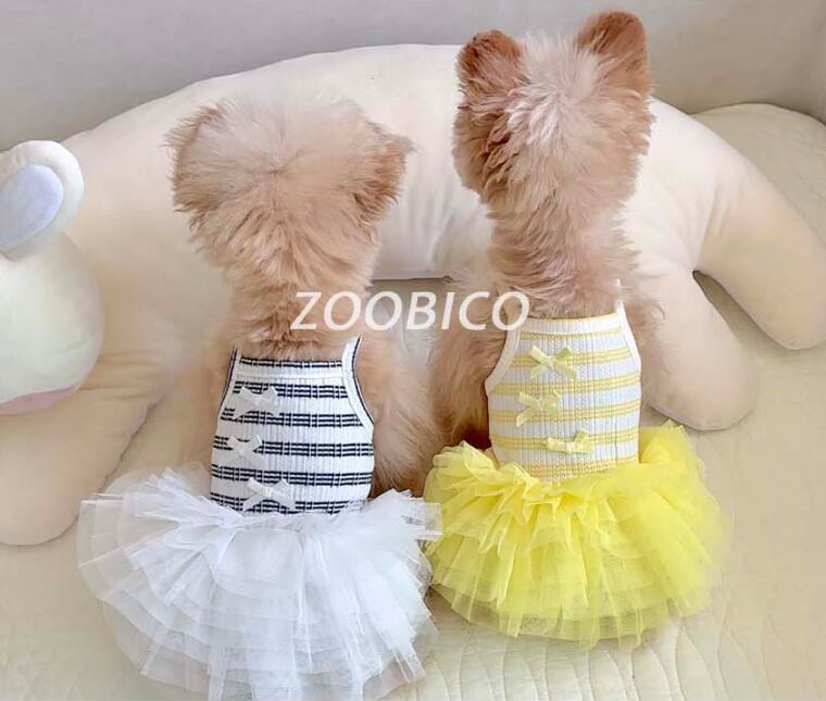 ribbon chuchu onepiece S ~ XL 2color  /  犬服 犬の服 ドッグウェア チュール ワンピース 袖なし ドレス リボン 可愛い ワンコ服 ストレッチ b61