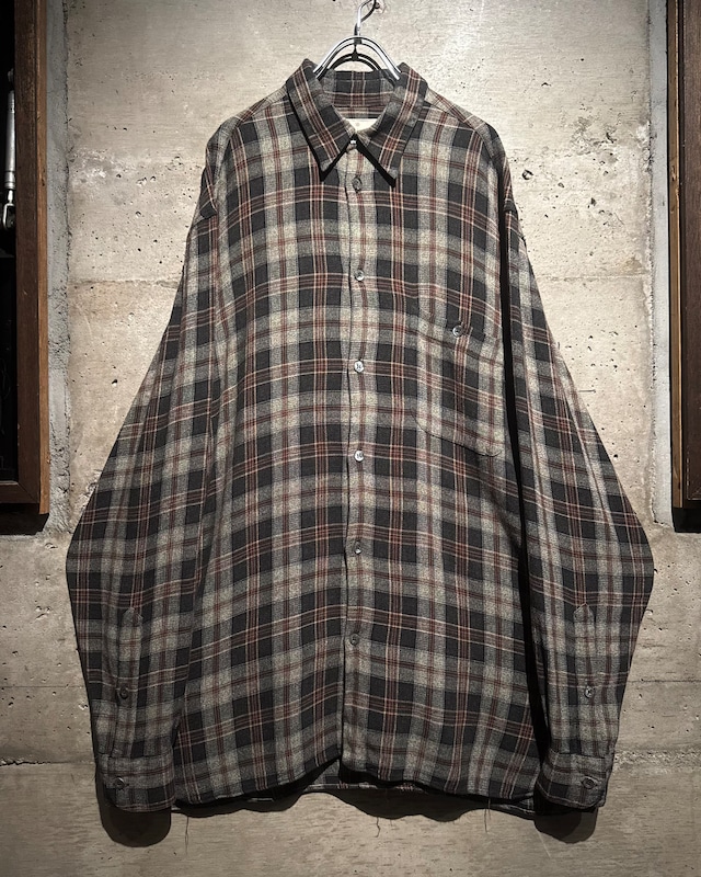 【Caka】“Ermenegildo Zegna” Vintage Loose L/S Cotton Check Shirt