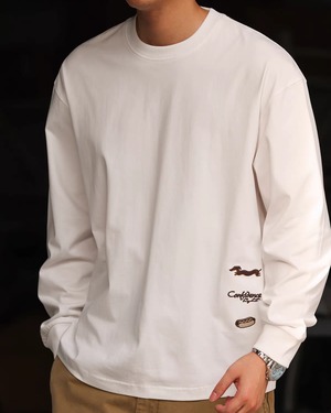 ダックスフンド刺繍ロングTシャツ / K0590