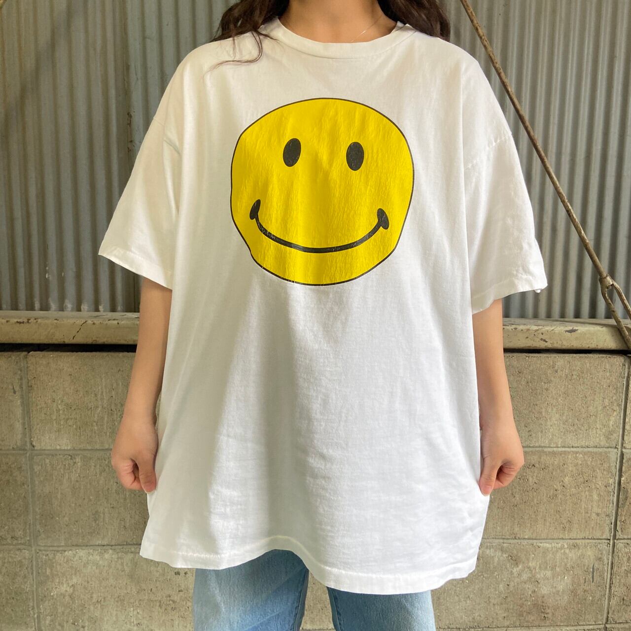 90年代 USA製 WANDER WEAR スマイル ニコちゃん プリントTシャツ メンズXL 古着 スマイリーフェイス 90s ヴィンテージ  ビンテージ シングルステッチ ホワイト 白【Tシャツ】 | cave 古着屋【公式】古着通販サイト