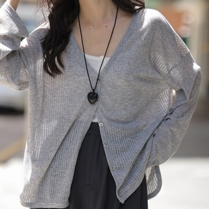 v-neck sheer knit cardigan　J00508