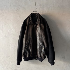 -Golden Bear- 90's Leather × Melton Wool Jacket