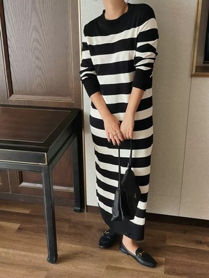 3size / ボーダーニットワンピース